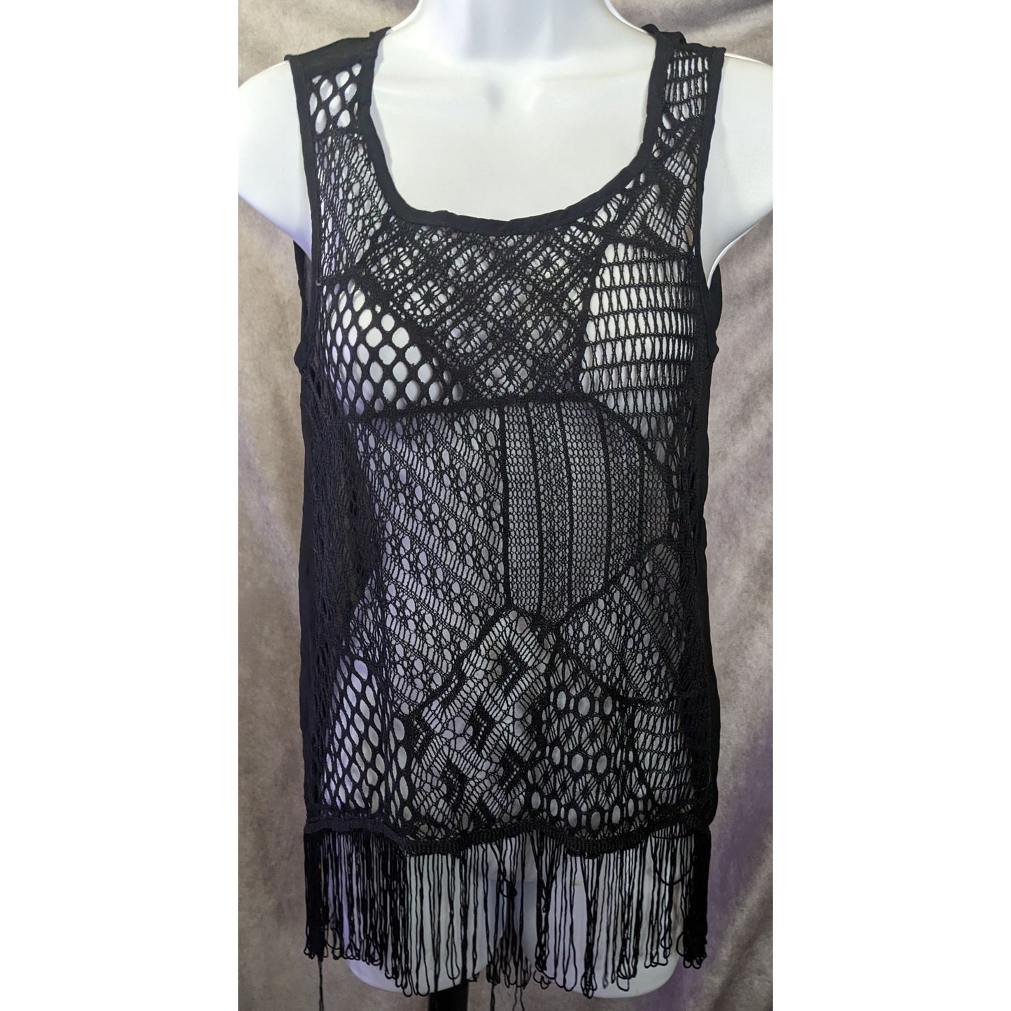 Solution Abstract Crochet Fringe Top