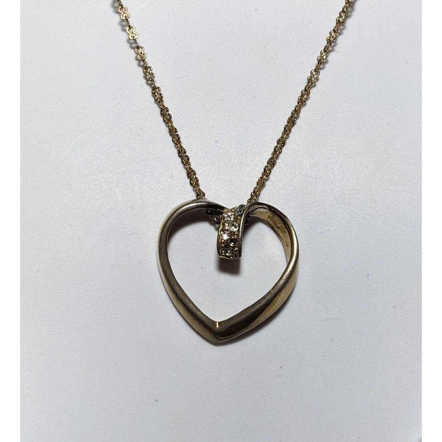 Open Heart-Shaped Rhinestone Pendant Necklace