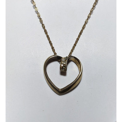 Open Heart-Shaped Rhinestone Pendant Necklace