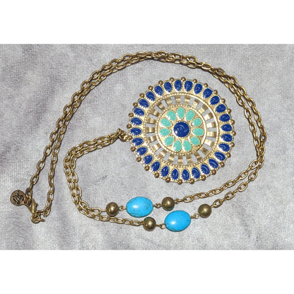 JS Collection Bohemian Enamel Medallion Necklace