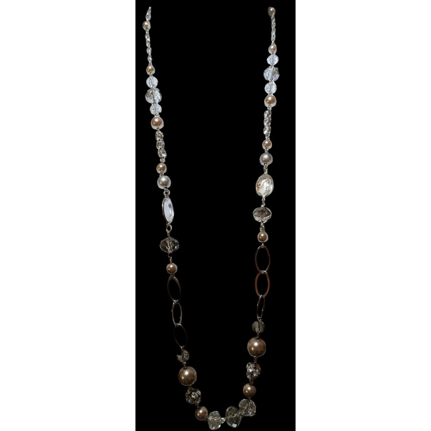 Glam Faceted Glass Pearl Beaded Necklace