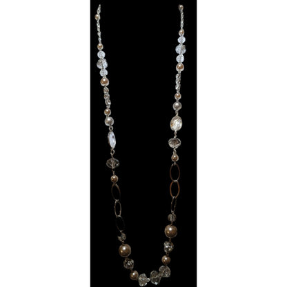 Glam Faceted Glass Pearl Beaded Necklace