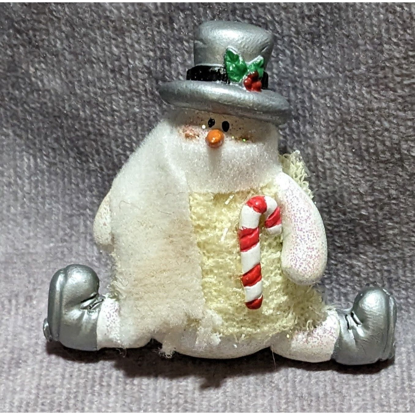 Silver Sitting Snowman Brooch
