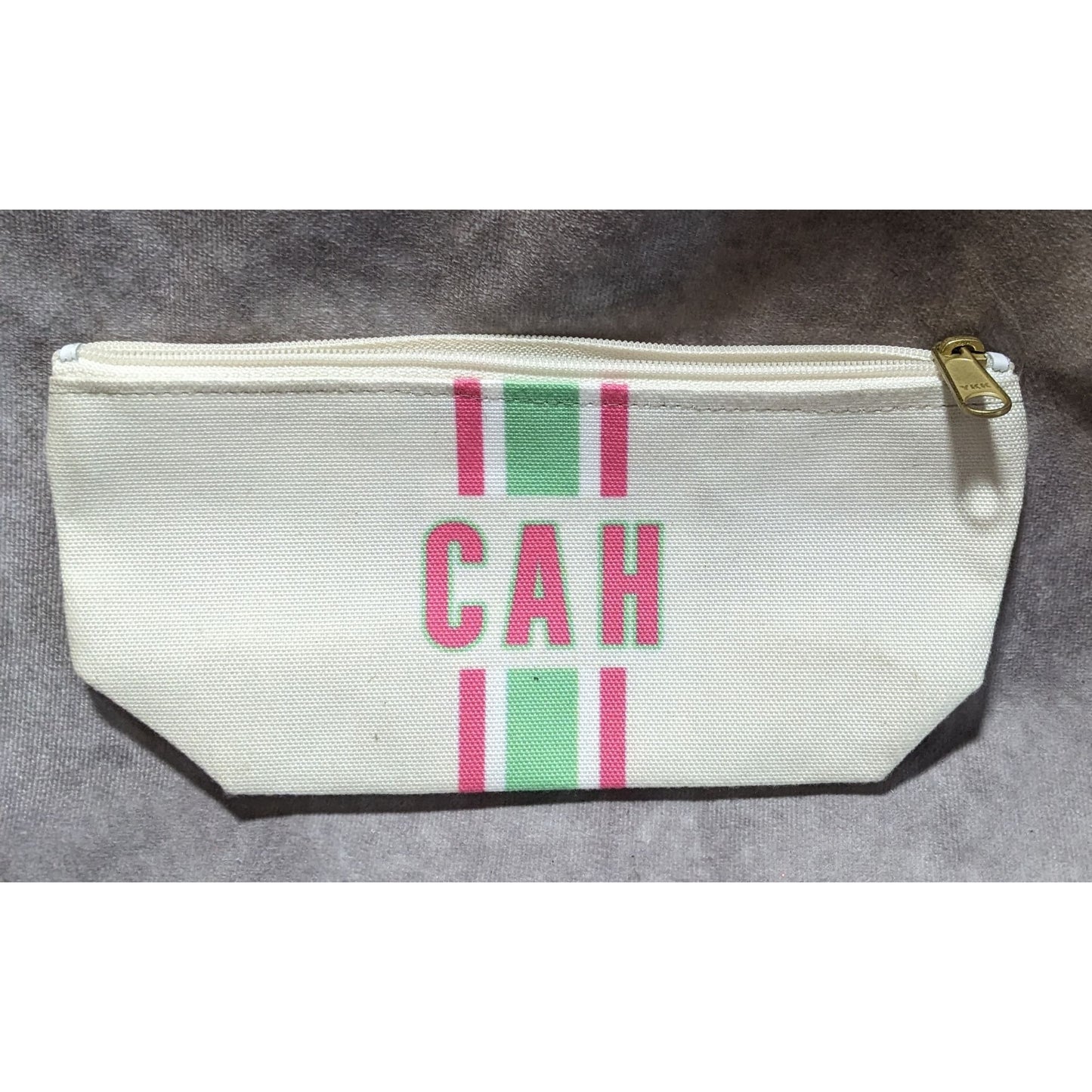 Striped Monogram Cosmetic Bag