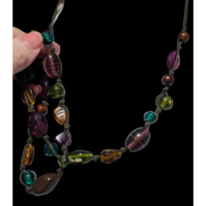 Rainbow Hippie Glass Beaded Necklace