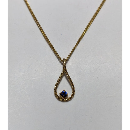 Vintage Blue And Gold Teardrop Lasso Necklace