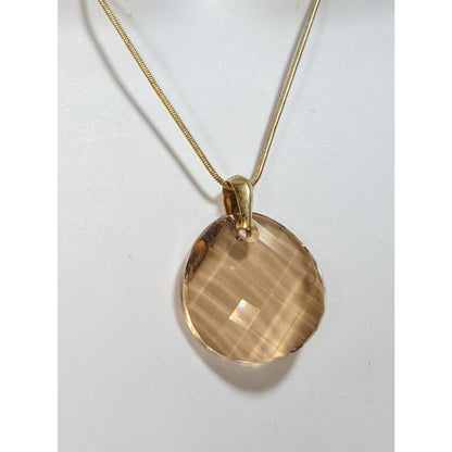 Annaleese by DeVries Gold Tone Champagne Faceted Glass Pendant Necklace