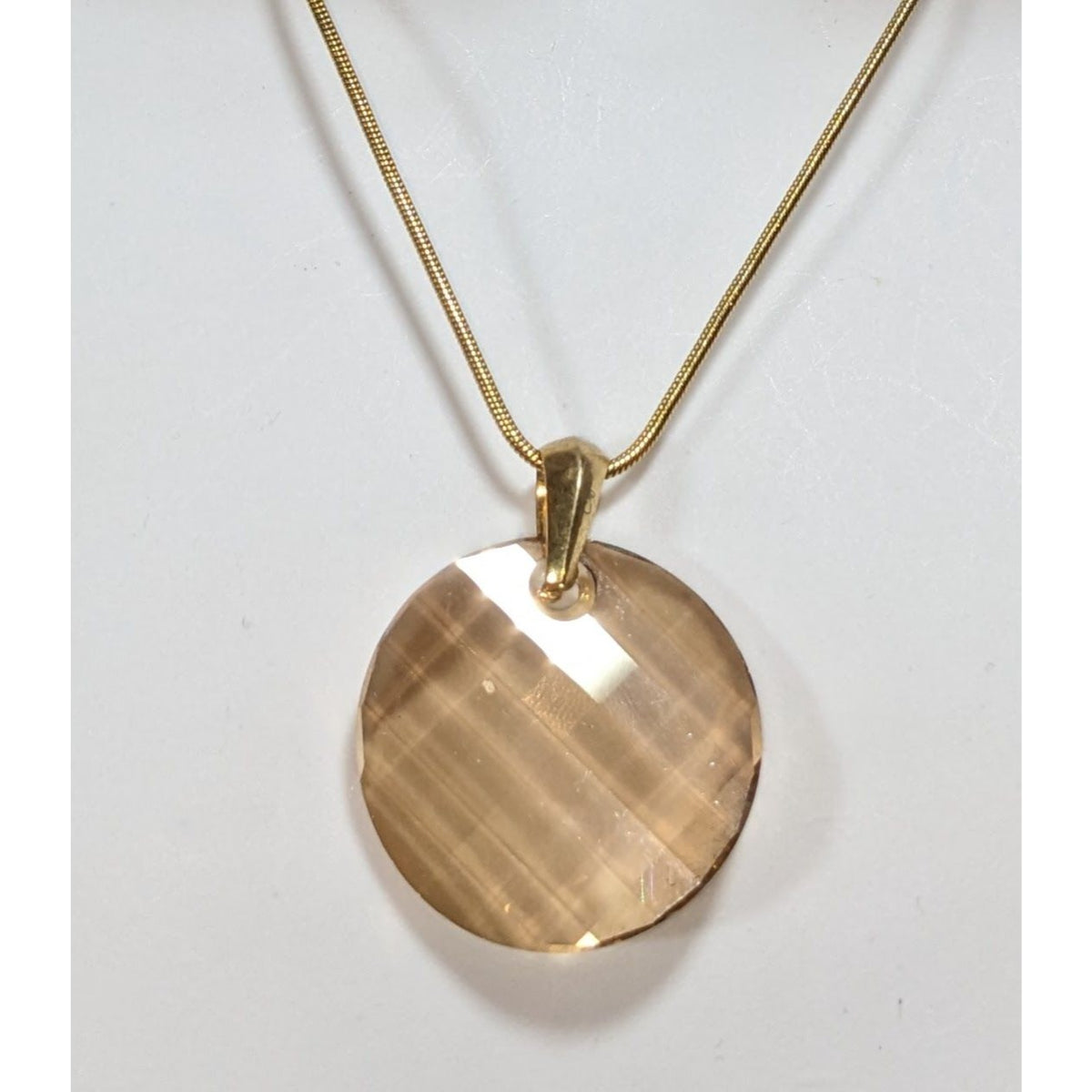 Annaleese by DeVries Gold Tone Champagne Faceted Glass Pendant Necklace