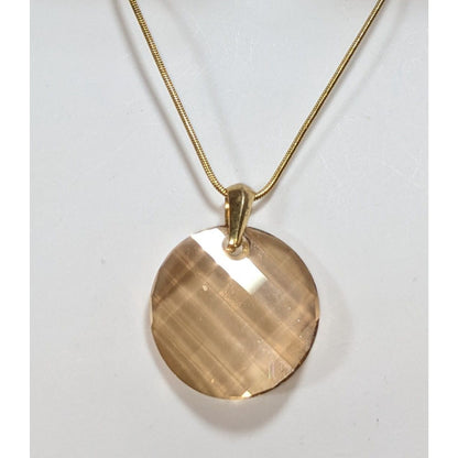 Annaleese by DeVries Gold Tone Champagne Faceted Glass Pendant Necklace