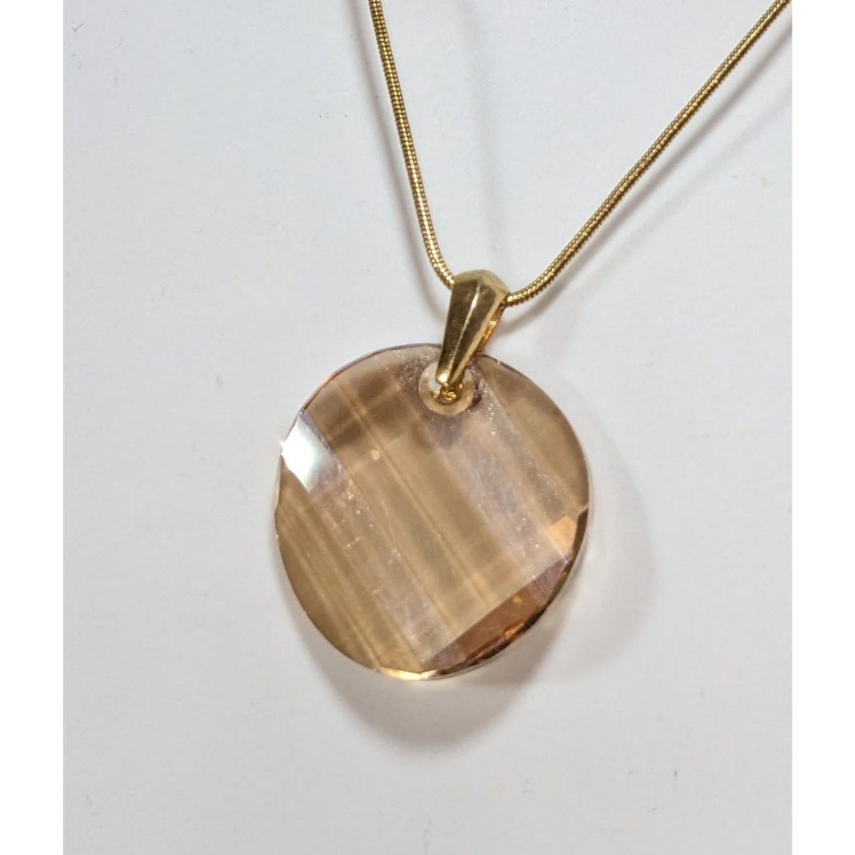 Annaleese by DeVries Gold Tone Champagne Faceted Glass Pendant Necklace