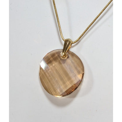Annaleese by DeVries Gold Tone Champagne Faceted Glass Pendant Necklace
