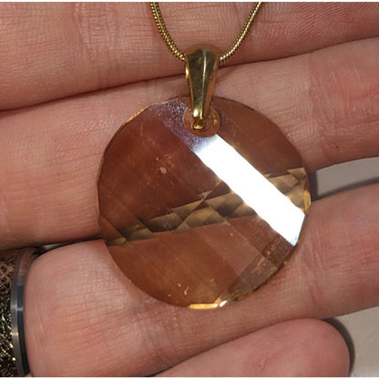 Annaleese by DeVries Gold Tone Champagne Faceted Glass Pendant Necklace
