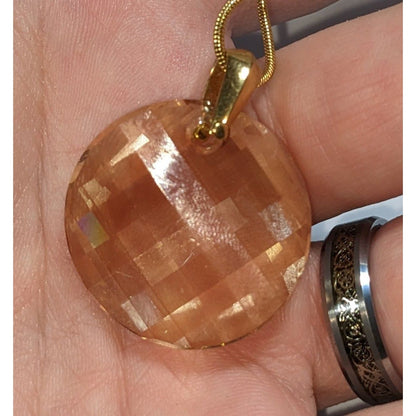 Annaleese by DeVries Gold Tone Champagne Faceted Glass Pendant Necklace