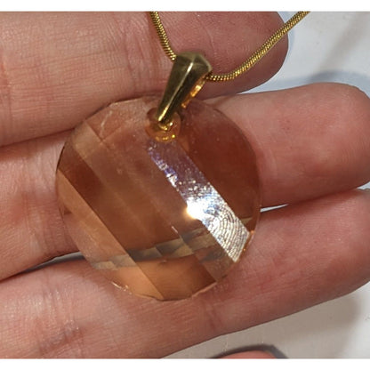 Annaleese by DeVries Gold Tone Champagne Faceted Glass Pendant Necklace
