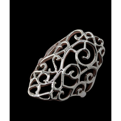 Romantic Fantasy Openwork Filigree Statement Ring Size 8.5 Signed