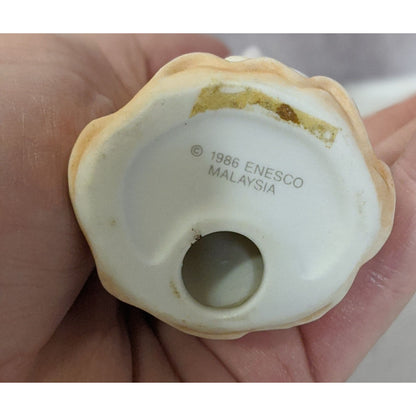 Growing Up Girls 1986 Enesco Figurine Age 5 Girl Holding Flower Porcelain Collectible