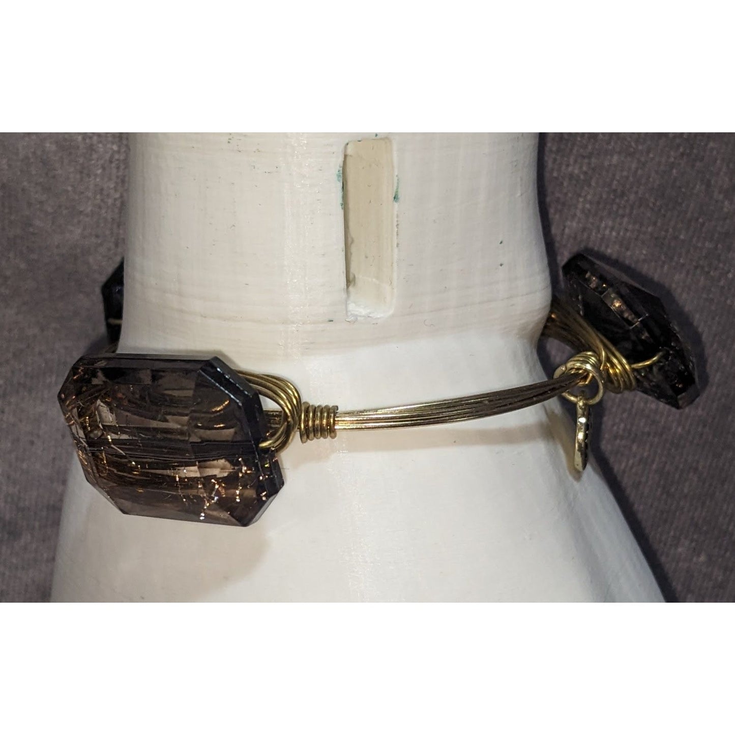 Boho Witchy Simulated Gem Wire Wrapped Gold Tone Bangle Bracelet