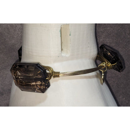 Boho Witchy Simulated Gem Wire Wrapped Gold Tone Bangle Bracelet