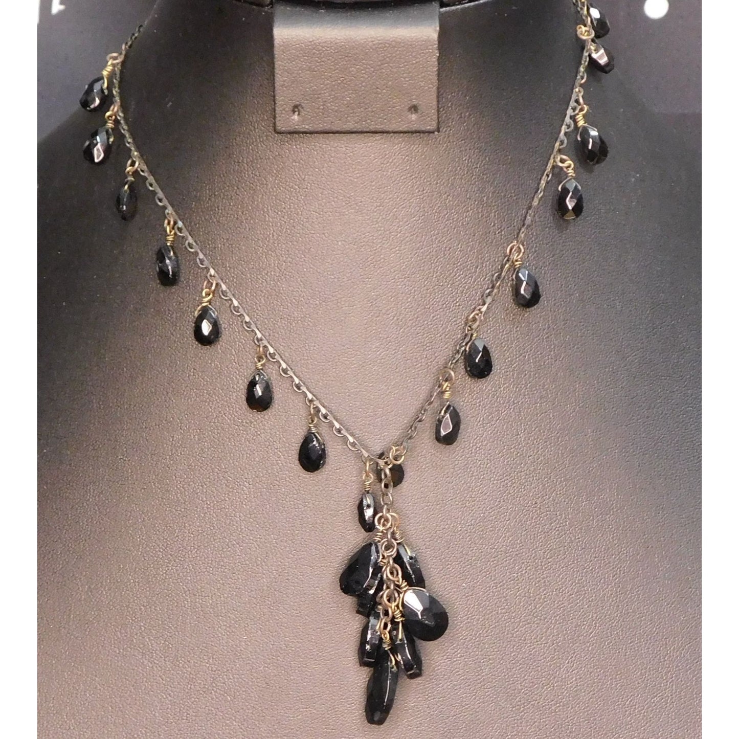 Gothic Teardrop Fringe Necklace With Gem Tassel