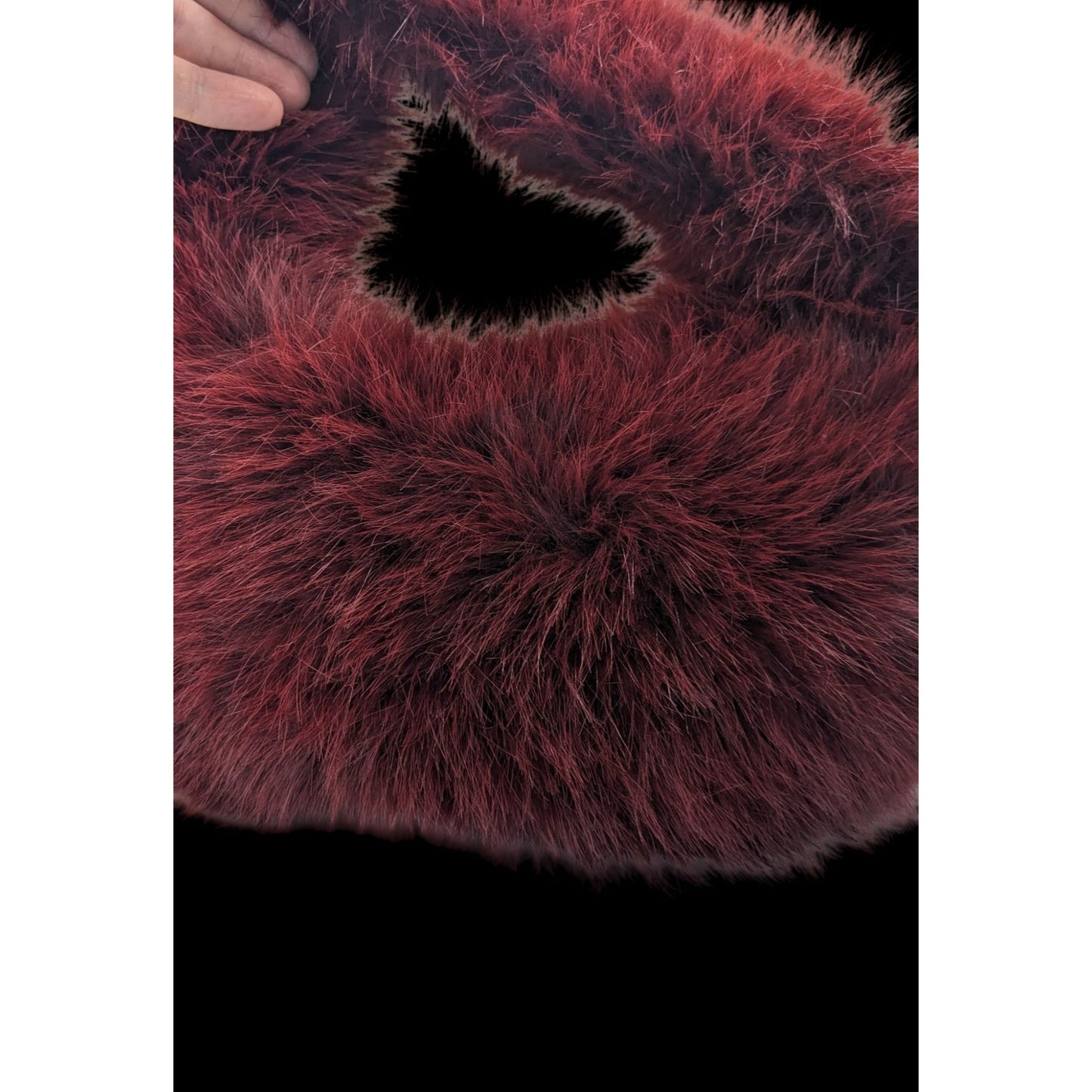 Faux Fur Burgundy Plush Handbag