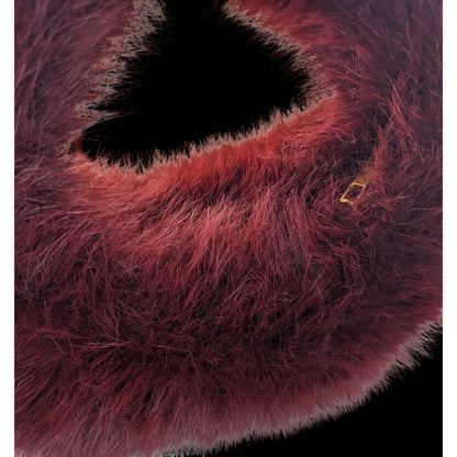 Faux Fur Burgundy Plush Handbag