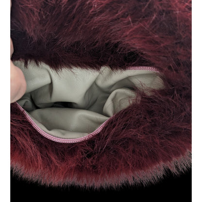 Faux Fur Burgundy Plush Handbag