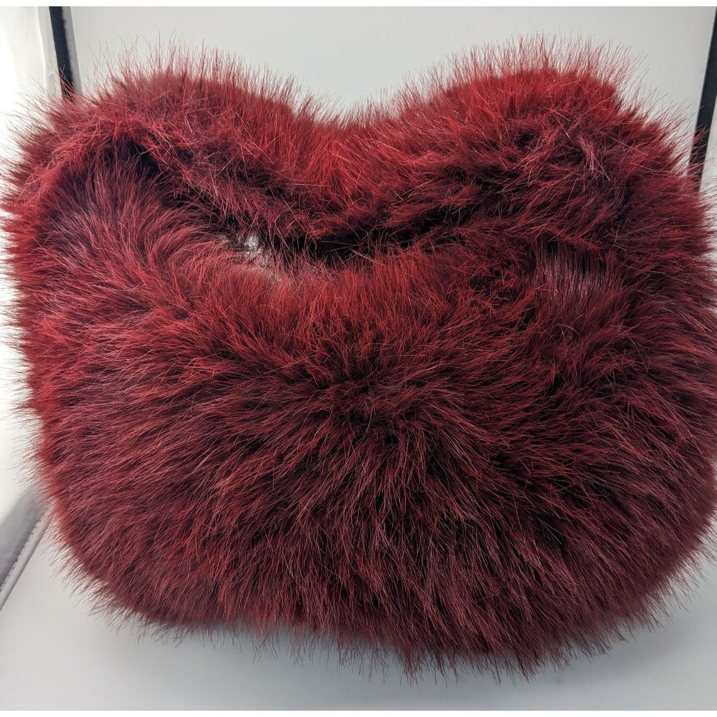 Faux Fur Burgundy Plush Handbag