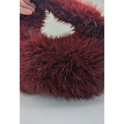 Faux Fur Burgundy Plush Handbag