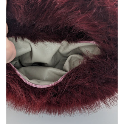 Faux Fur Burgundy Plush Handbag