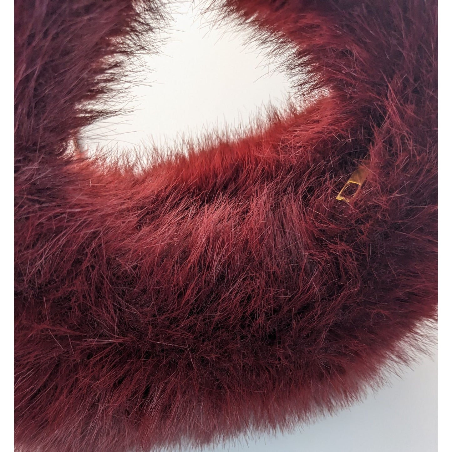 Faux Fur Burgundy Plush Handbag