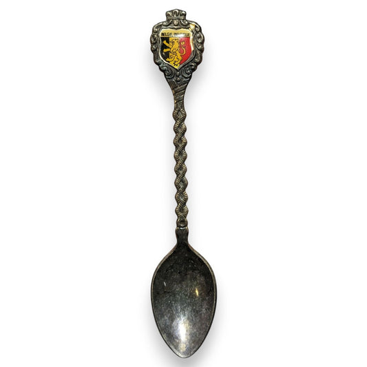 Vintage Souvenir Silver Plated Belgium Coat of Arms Spoon 4 1/2 Inch
