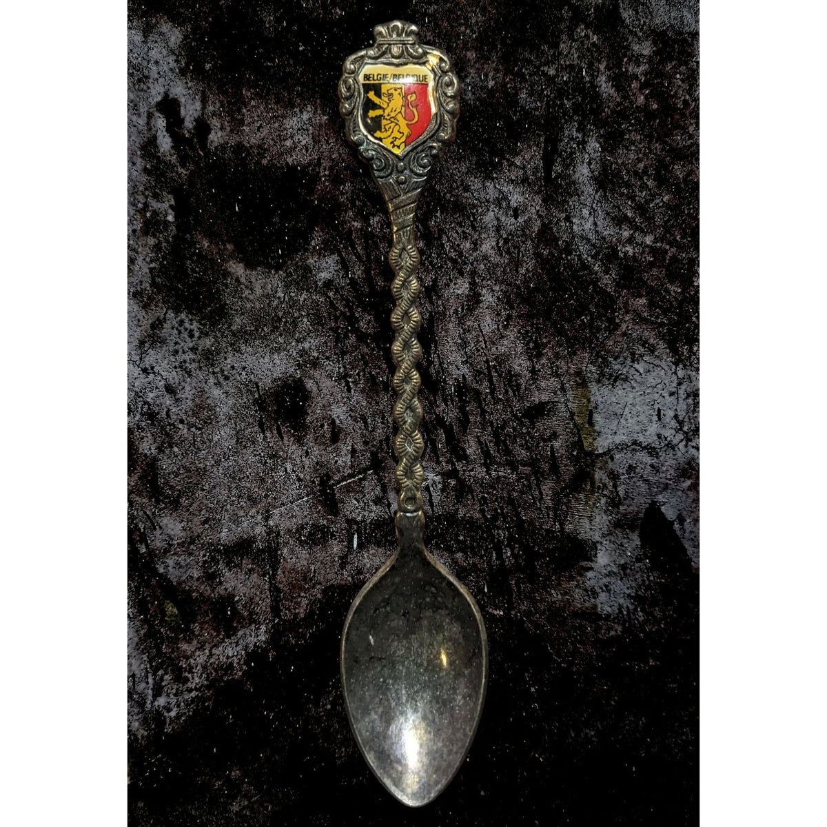 Vintage Souvenir Silver Plated Belgium Coat of Arms Spoon 4 1/2 Inch