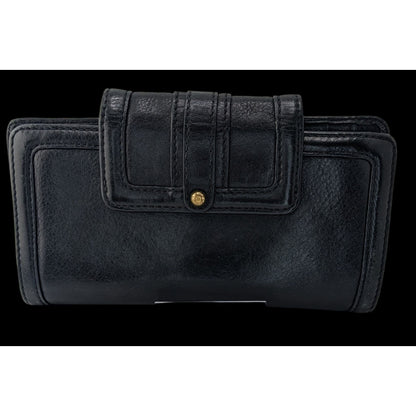 Vintage 90s Banana Republic Black Leather Wallet W/ Gold Hardware