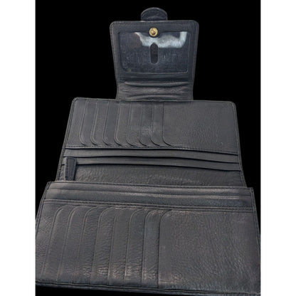 Vintage 90s Banana Republic Black Leather Wallet W/ Gold Hardware