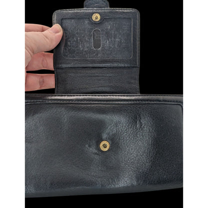 Vintage 90s Banana Republic Black Leather Wallet W/ Gold Hardware
