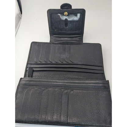 Vintage 90s Banana Republic Black Leather Wallet W/ Gold Hardware