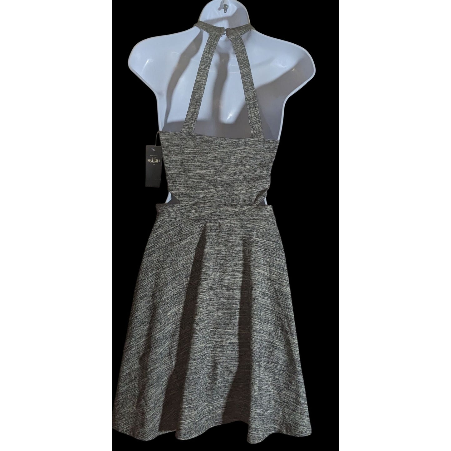 Hollister Cutout Halter Dress Grey Preppy Summer Mini Dress