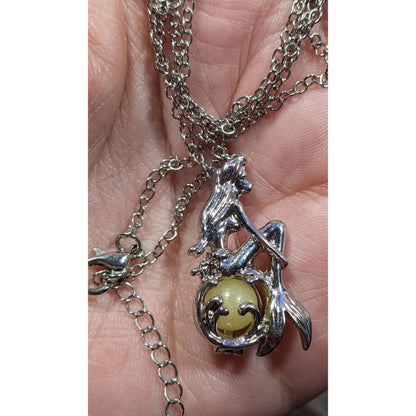 Whimsical Mermaid Cage Pendant Necklace With Glow In The Dark Bead