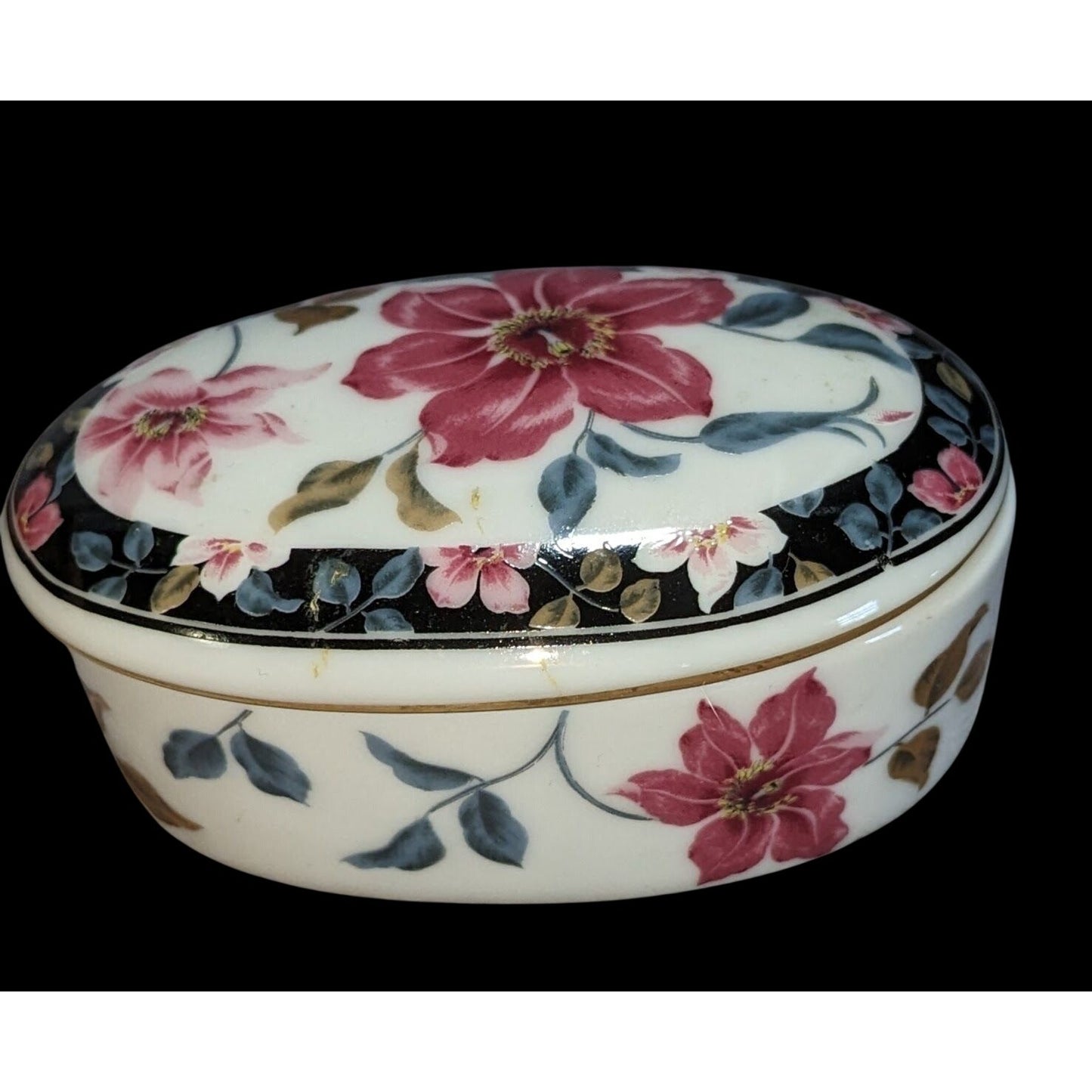 Grandmillennial Vintage Otagiri Japan Floral Porcelain Trinket Box