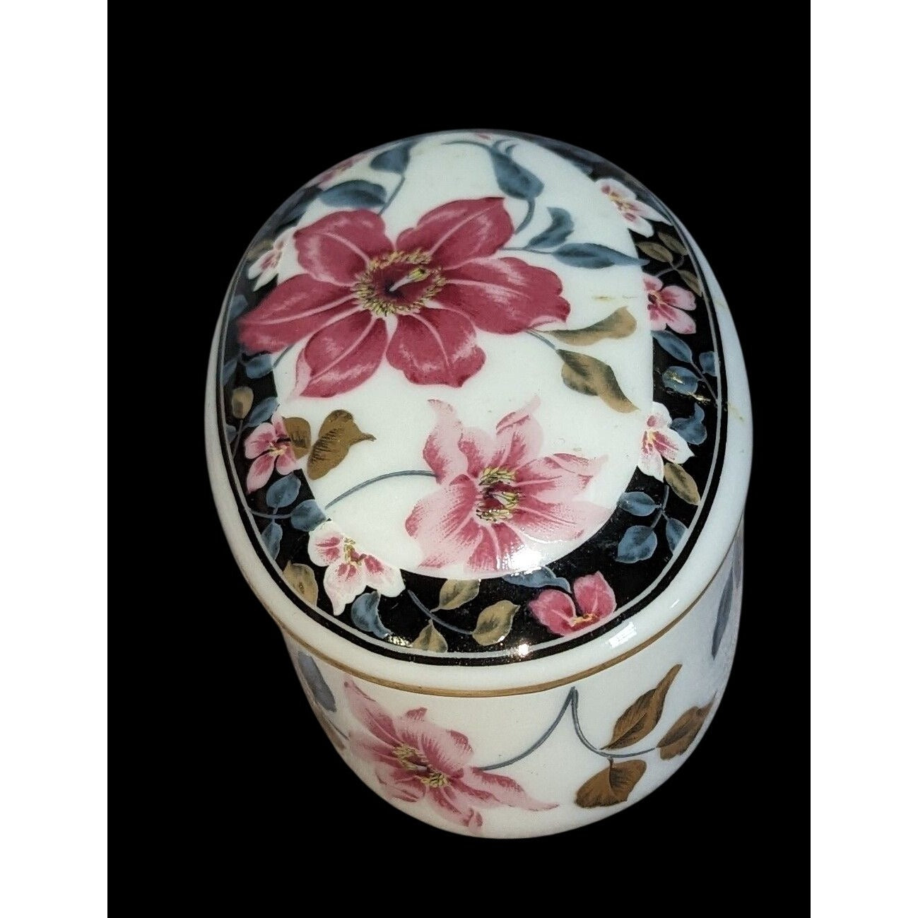 Grandmillennial Vintage Otagiri Japan Floral Porcelain Trinket Box