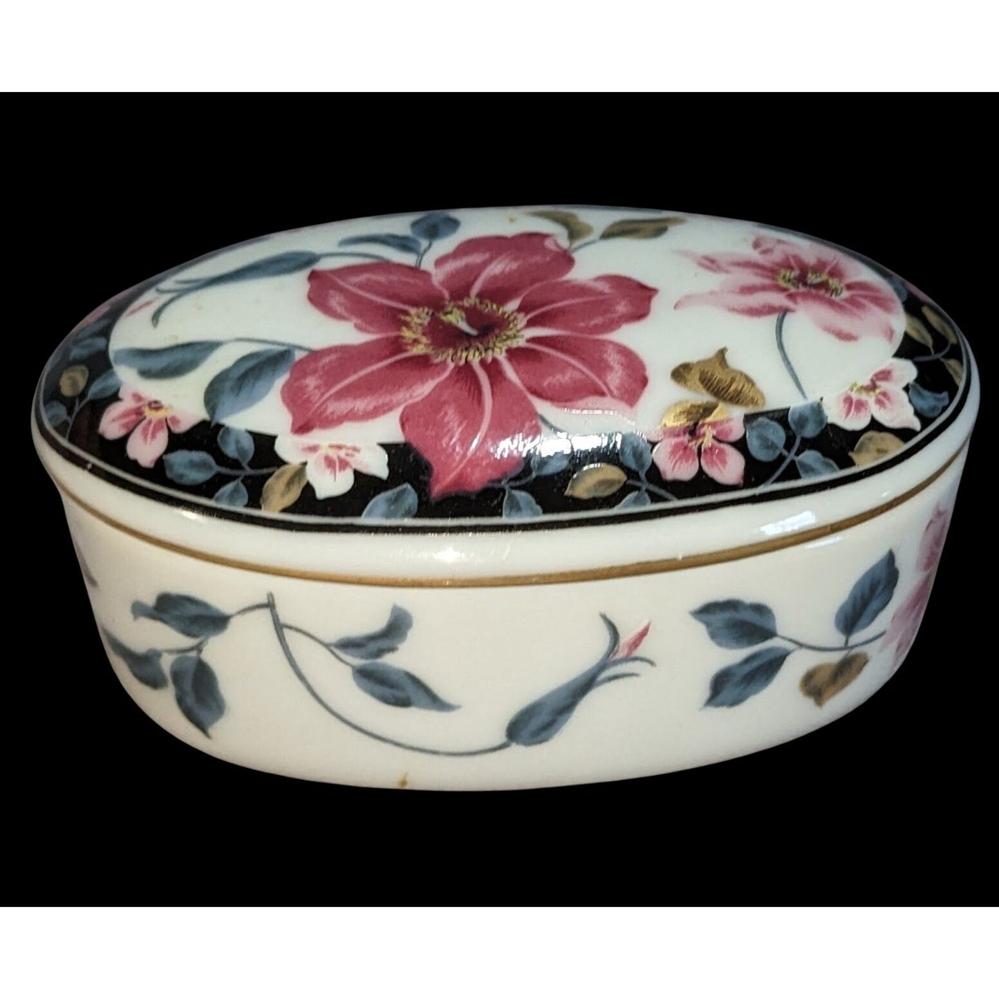 Grandmillennial Vintage Otagiri Japan Floral Porcelain Trinket Box