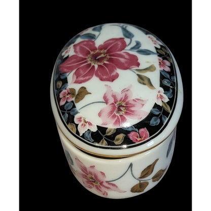 Grandmillennial Vintage Otagiri Japan Floral Porcelain Trinket Box