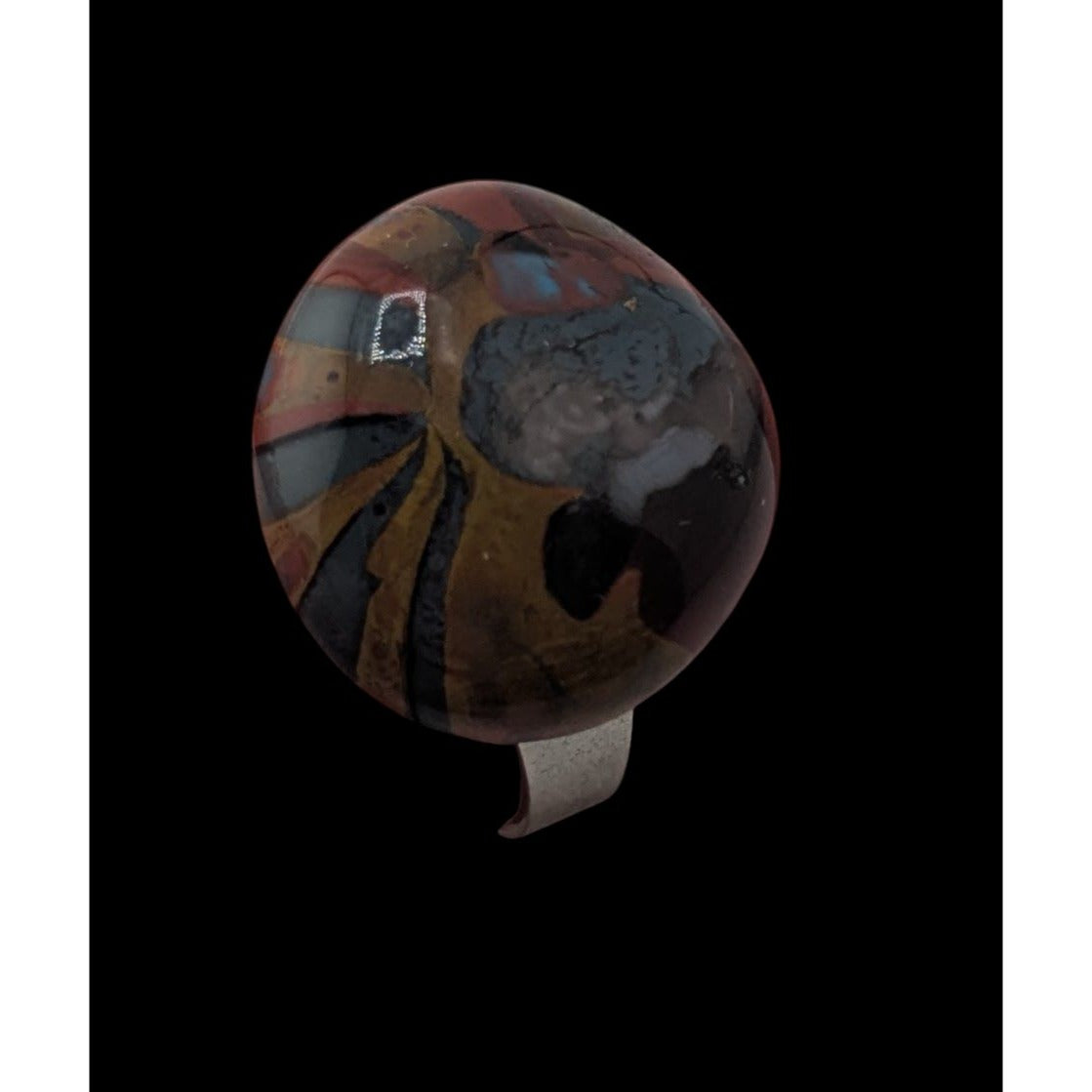Artisan Boho Eclectic Handmade Art Glass Dome Adjustable Statement Ring