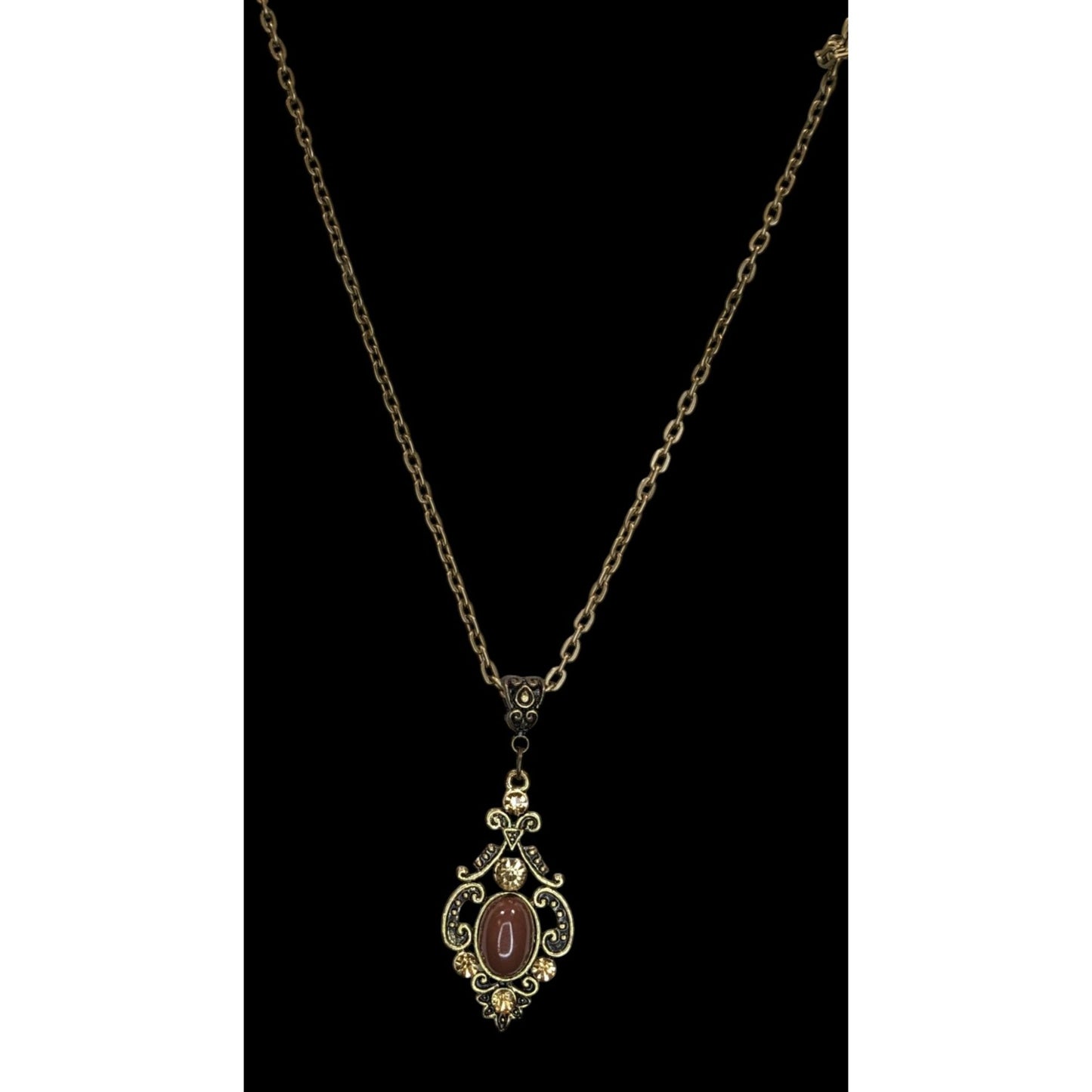 Vintage Victorian Style Handmade Knotted Chain Pendant Necklace