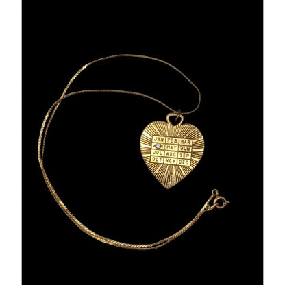 Gold Tone Heart Birthstone Necklace April Birthday Charm Pendant