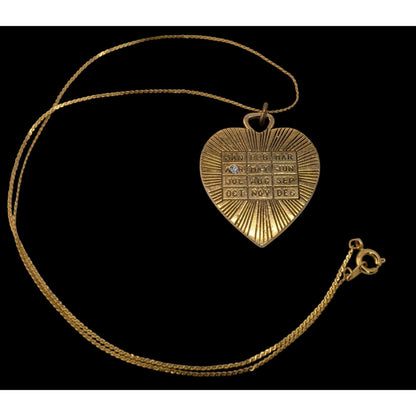 Gold Tone Heart Birthstone Necklace April Birthday Charm Pendant