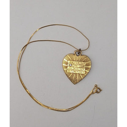 Gold Tone Heart Birthstone Necklace April Birthday Charm Pendant