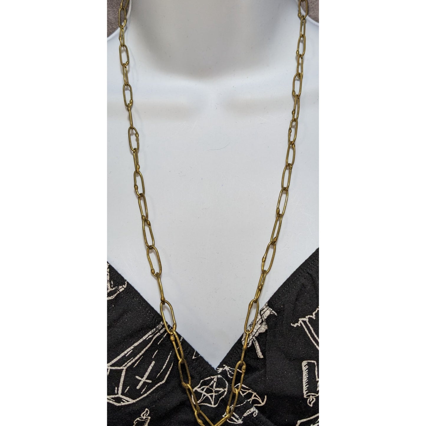 Distressed Brass Chain Necklace With Hook Clasp