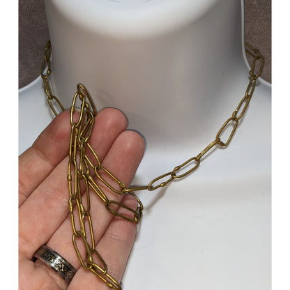 Distressed Brass Chain Necklace With Hook Clasp