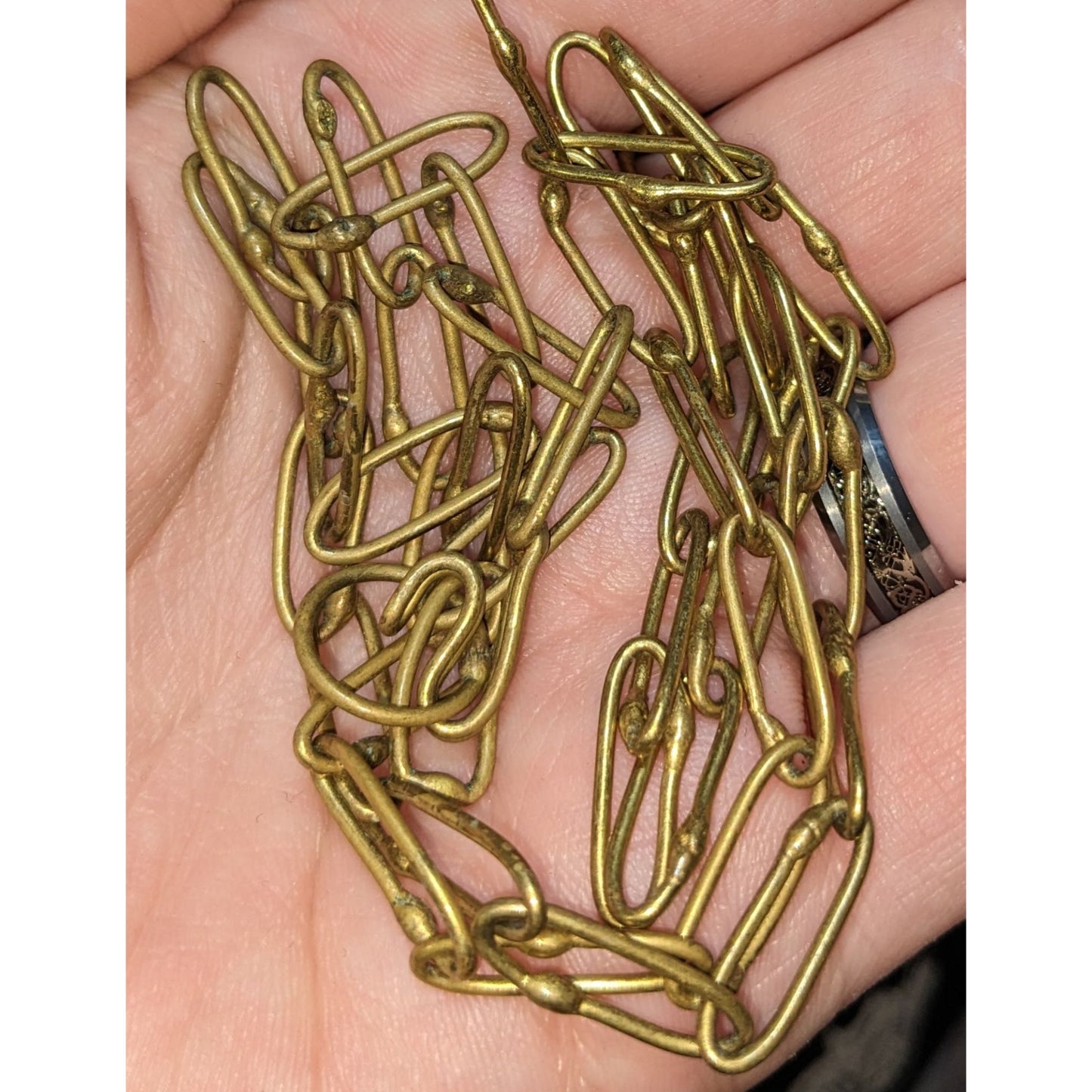 Distressed Brass Chain Necklace With Hook Clasp
